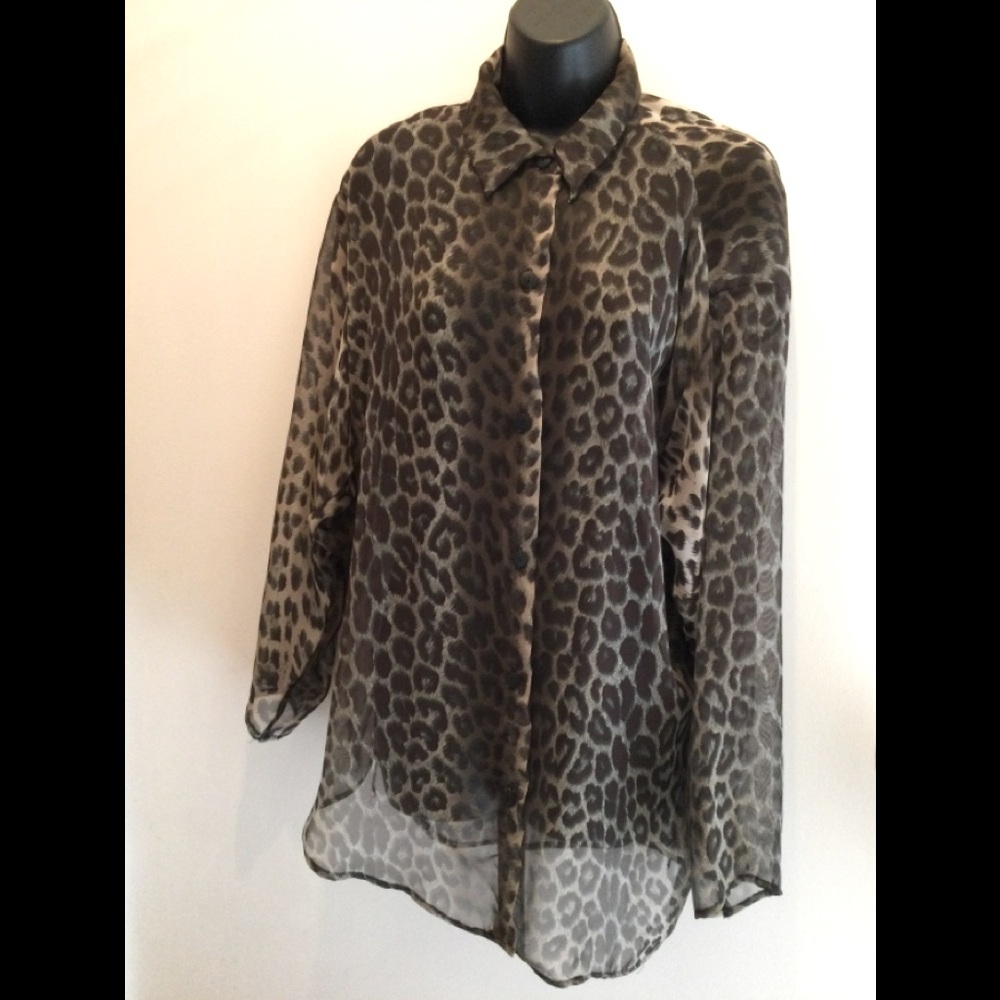 Animal Print Semi Sheer Blouse/Tunic